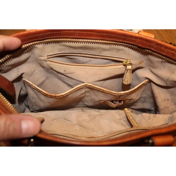 Brahmin Copa Cabana Embossed Leather Satchel Tan Brown Vintage Tote - Picture 13 of 13